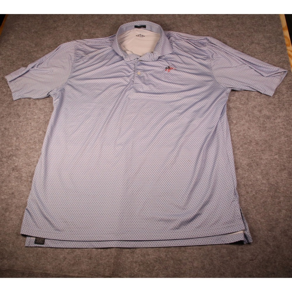 Turtleson Mens XXL Blue Micro Dot Golf Polo American Flag Patriotic Jet Logo